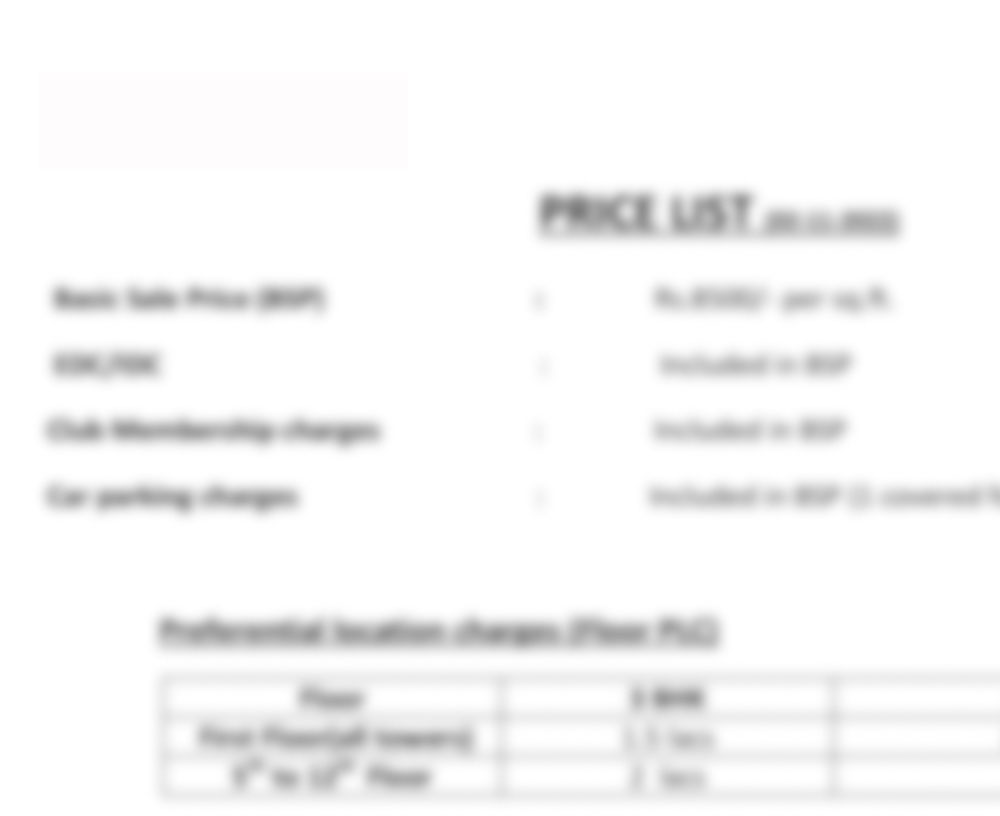 Godrej Heritage Estate Price List